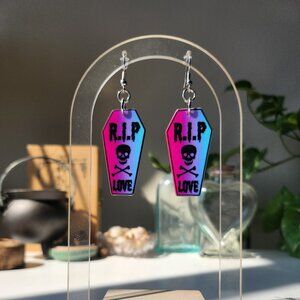 Spooky Season RIP Love Coffin Earrings